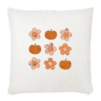Rustic Pumpkin and Flower Pattern - Throw Pillow Cover 17.5” x 17.5” - natural white - Front