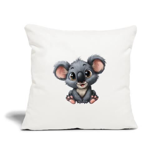 Joyful Cartoon Baby Koala with Big Eyes - Throw Pillow Cover 17.5” x 17.5”