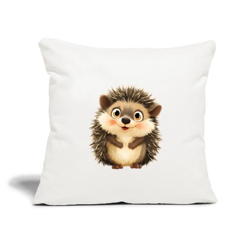 Smiling Cartoon Hedgehog with Joyful Expression - Throw Pillow Cover 17.5” x 17.5”