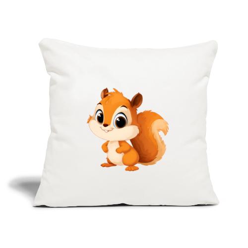 Playful Cartoon Squirrel with Big Innocent Eyes - Throw Pillow Cover 17.5” x 17.5”