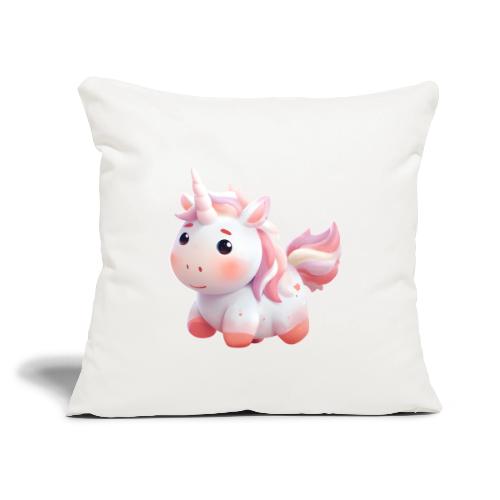 Sweet Cartoon Pink Unicorn - Throw Pillow Cover 17.5” x 17.5”