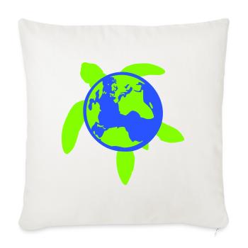 Turtle Earth Planet World Back Map Globe Funny Fun - Throw Pillow Cover 17.5” x 17.5” - natural white - Front