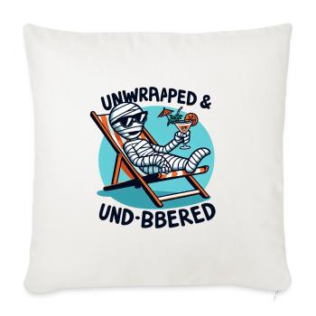 Unwrapped & Unbred Mummy Vacation - Throw Pillow Cover 17.5” x 17.5” - natural white - Front