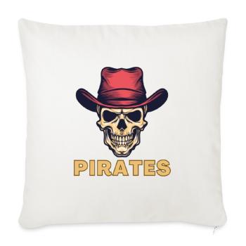 Pirate Skull with Red Hat Logo - Throw Pillow Cover 17.5” x 17.5” - natural white - Front
