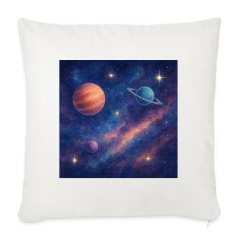 Cosmic Planetarium Nebula Scene - Throw Pillow Cover 17.5” x 17.5” - natural white - Front