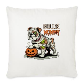 Bullie Mummy Bulldog Halloween - Throw Pillow Cover 17.5” x 17.5” - natural white - Front