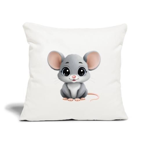 Baby Mouse: Little Grey Explorer - Throw Pillow Cover 17.5” x 17.5”