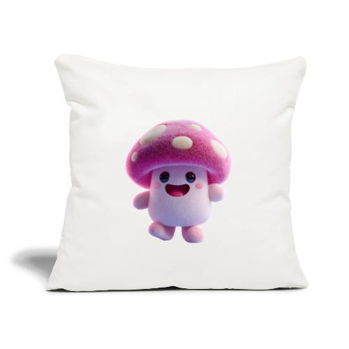 Mushroom: Purple Forest Friend - Throw Pillow Cover 17.5” x 17.5”