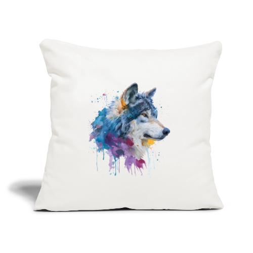 Splash-Art Wolf Head - Throw Pillow Cover 17.5” x 17.5”