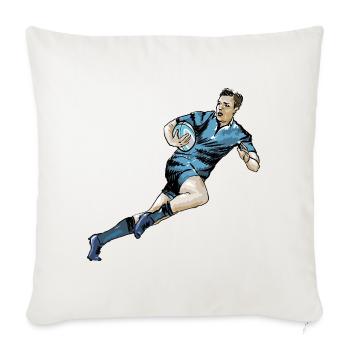 Blue Rugby Sprint Illustration - Throw Pillow Cover 17.5” x 17.5” - natural white - Front