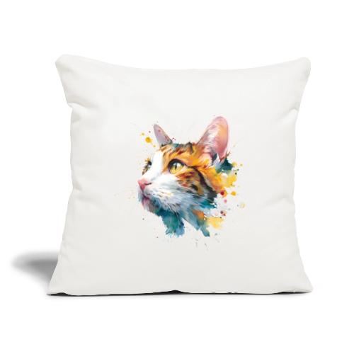 Cat: Feline Ink Burst - Throw Pillow Cover 17.5” x 17.5”