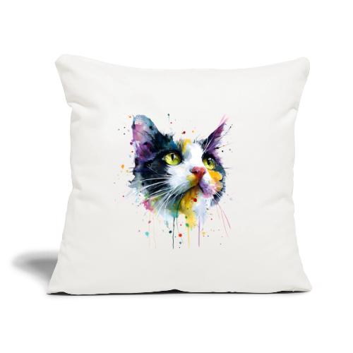 Cat: Painted Purr Expression - Throw Pillow Cover 17.5” x 17.5”
