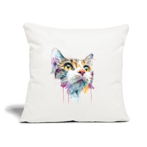 Chromatic Cat Splash - Throw Pillow Cover 17.5” x 17.5”