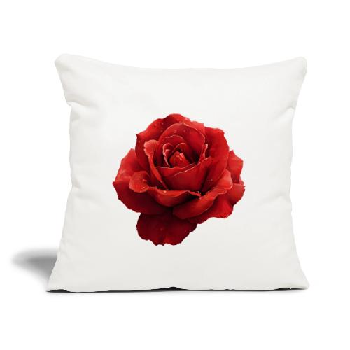 Rose: Crimson Dew Bloom - Throw Pillow Cover 17.5” x 17.5”