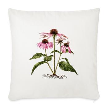 Echinacea Botanical Illustration - Throw Pillow Cover 17.5” x 17.5” - natural white - Front