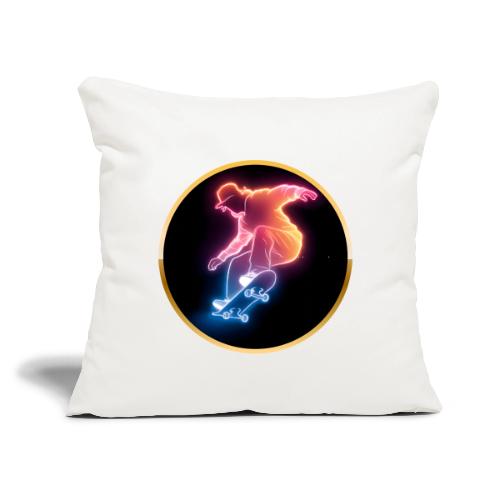 Skateboarding: Golden Trick Rider - Throw Pillow Cover 17.5” x 17.5”