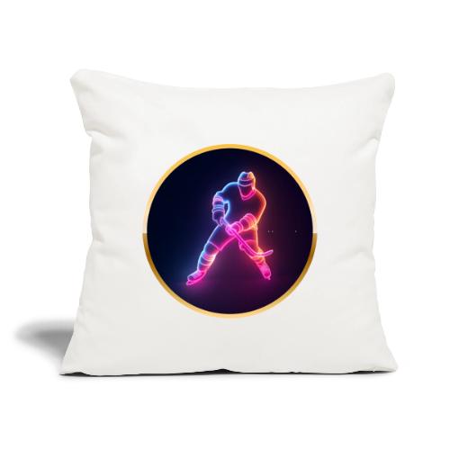 Hockey: Neon Ice Strike - Throw Pillow Cover 17.5” x 17.5”