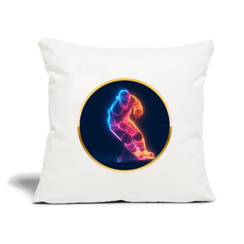 Hockey: Neon Hockey Sketch - Throw Pillow Cover 17.5” x 17.5”