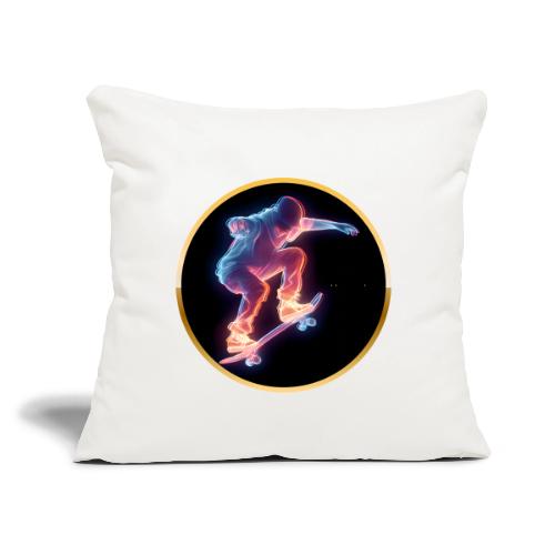 Skateboarding: Neon Skate Orbit - Throw Pillow Cover 17.5” x 17.5”