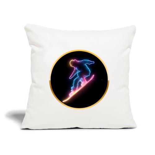 Snowboarding: Neon Snow Drift - Throw Pillow Cover 17.5” x 17.5”