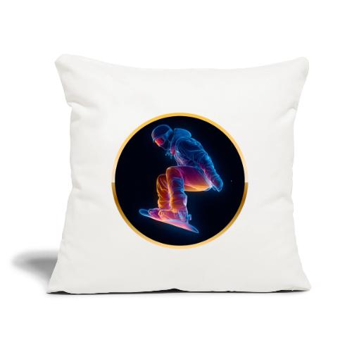 Snowboarding: Arctic Neon Leap - Throw Pillow Cover 17.5” x 17.5”