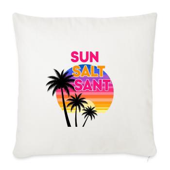Sun Salt Sand Retro Palm Sunset - Throw Pillow Cover 17.5” x 17.5” - natural white - Front