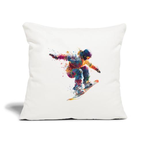 Snowboarding: Frozen Flight - Throw Pillow Cover 17.5” x 17.5”
