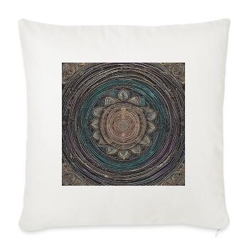 Concentric Mandala Ring Design - Throw Pillow Cover 17.5” x 17.5” - natural white - Front