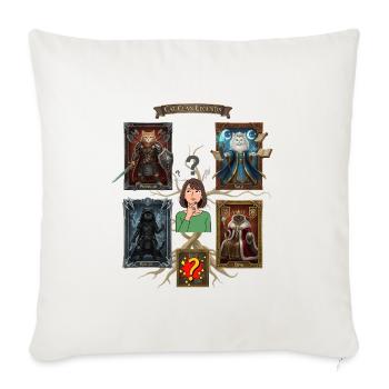Cat Clan Legends: Feline Fantasy Cards - Throw Pillow Cover 17.5” x 17.5” - natural white - Front