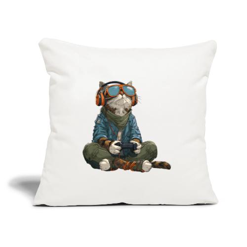 Cat: Purrfect Player - Throw Pillow Cover 17.5” x 17.5”