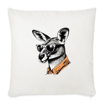 Kangaroo with Sunglasses - Throw Pillow Cover 17.5” x 17.5” - natural white - Front