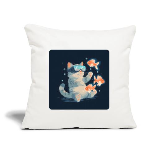 Cat: VR Fish Chase - Throw Pillow Cover 17.5” x 17.5”