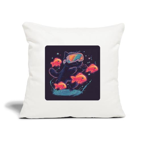 Cyber Cat Splash - Throw Pillow Cover 17.5” x 17.5”