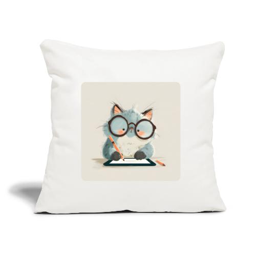 Creative Cat Digital Artist Illustration - Throw Pillow Cover 17.5” x 17.5”
