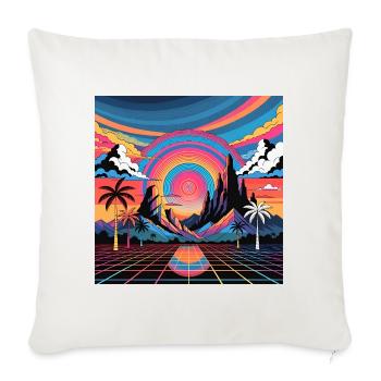 Neon Sunset Grid Oasis - Throw Pillow Cover 17.5” x 17.5” - natural white - Front