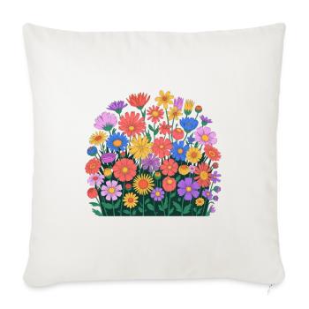 Vibrant Garden Bloom Burst - Throw Pillow Cover 17.5” x 17.5” - natural white - Front