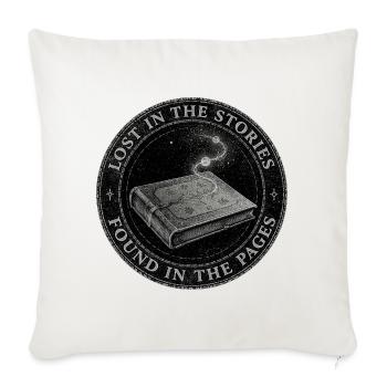 Lost in Stories, Found in Pages - Throw Pillow Cover 17.5” x 17.5” - natural white - Front