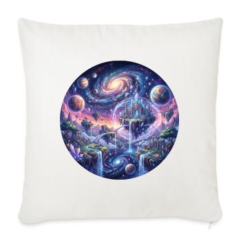 Galaxy Fantasy Landscape Art - Throw Pillow Cover 17.5” x 17.5” - natural white - Front