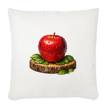 Dewy Apple on Rustic Wood Slice - Throw Pillow Cover 17.5” x 17.5” - natural white - Front