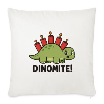 Dinomite Funny Dinosaur Fireworks - Throw Pillow Cover 17.5” x 17.5” - natural white - Front