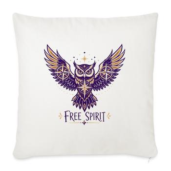  Free Spirit Owl & Stars - Throw Pillow Cover 17.5” x 17.5” - natural white - Front