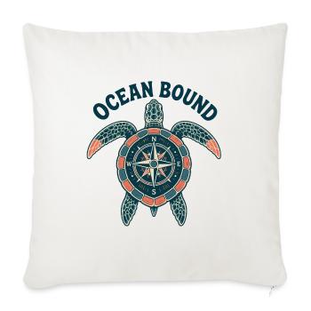 Turtle Compass Design - Throw Pillow Cover 17.5” x 17.5” - natural white - Front