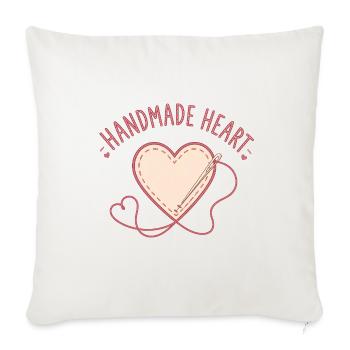 Stitched With Care - Throw Pillow Cover 17.5” x 17.5” - natural white - Front
