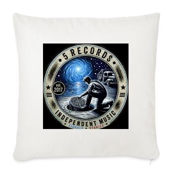 Indie Night Circular Label Art - Throw Pillow Cover 17.5” x 17.5” - natural white - Front