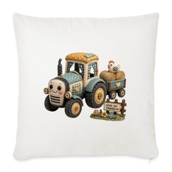 Patchwork Farm Tractor - Throw Pillow Cover 17.5” x 17.5” - natural white - Front