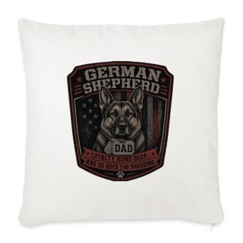 German Shepherd Dad Patch - Throw Pillow Cover 17.5” x 17.5” - natural white - Front
