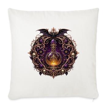 Gothic Alchemy Bottle with Skulls - Throw Pillow Cover 17.5” x 17.5” - natural white - Front