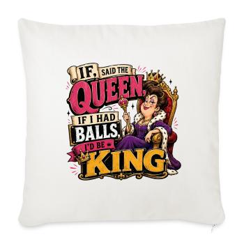 Queen Ambition Crown Tee - Throw Pillow Cover 17.5” x 17.5” - natural white - Front