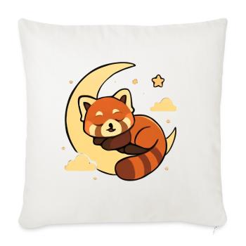 Moonlit Red Panda Dream - Throw Pillow Cover 17.5” x 17.5” - natural white - Front