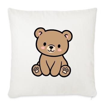 Colorful Teddy Bear for Kids - Throw Pillow Cover 17.5” x 17.5” - natural white - Front